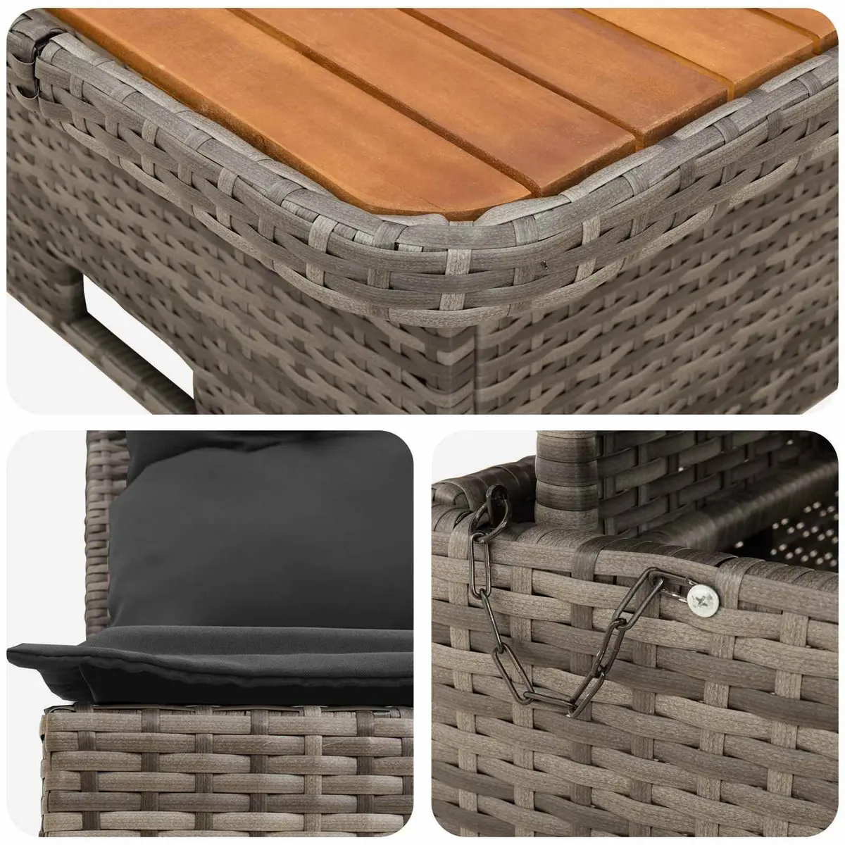 Outdoor Middle Sofa Sectional with Lift-up Table Grey