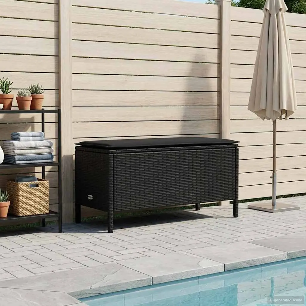 Garden Footstool with Removable Pillow Outdoor Indoor Seating Black 80x38x45cm