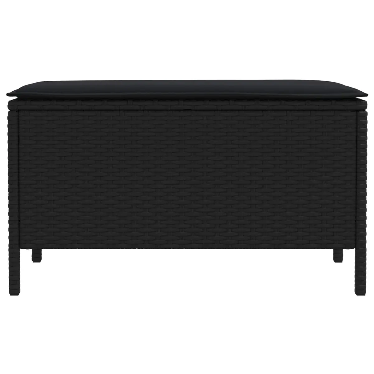Garden Footstool with Removable Pillow Outdoor Indoor Seating Black 80x38x45cm