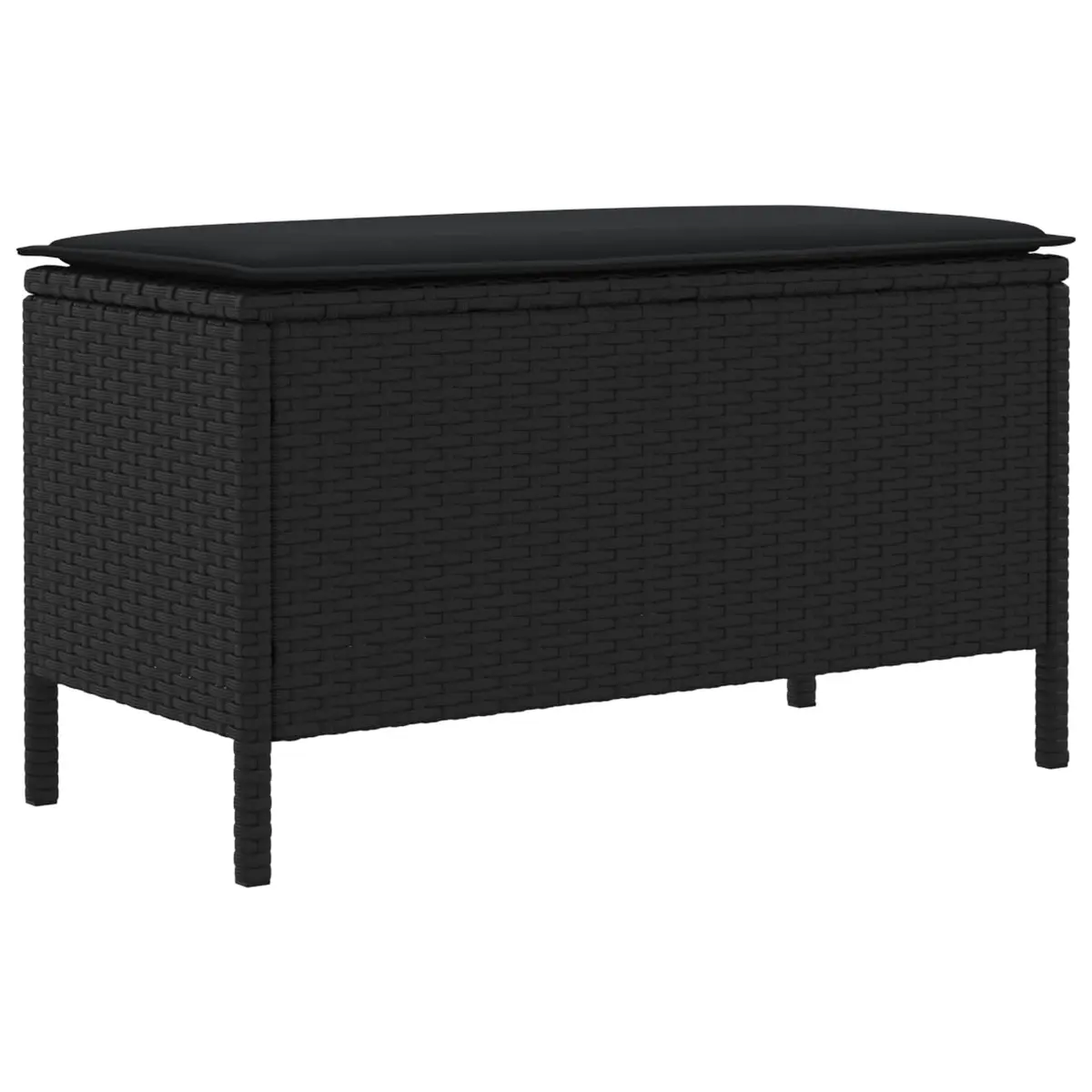 Garden Footstool with Removable Pillow Outdoor Indoor Seating Black 80x38x45cm