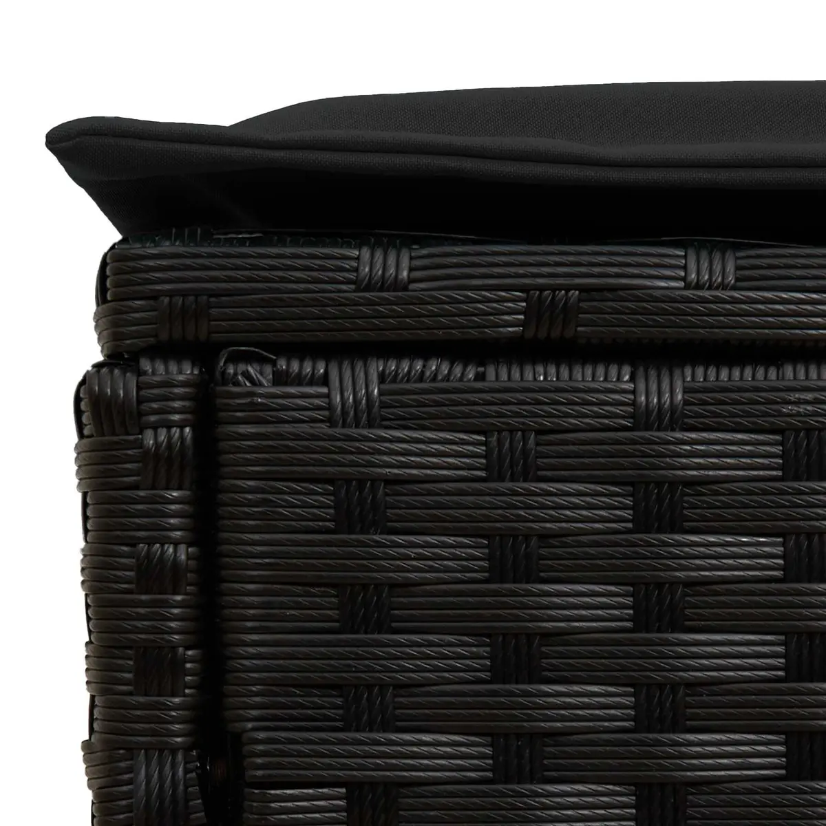 Garden Footstool with Removable Pillow Outdoor Indoor Seating Black 80x38x45cm