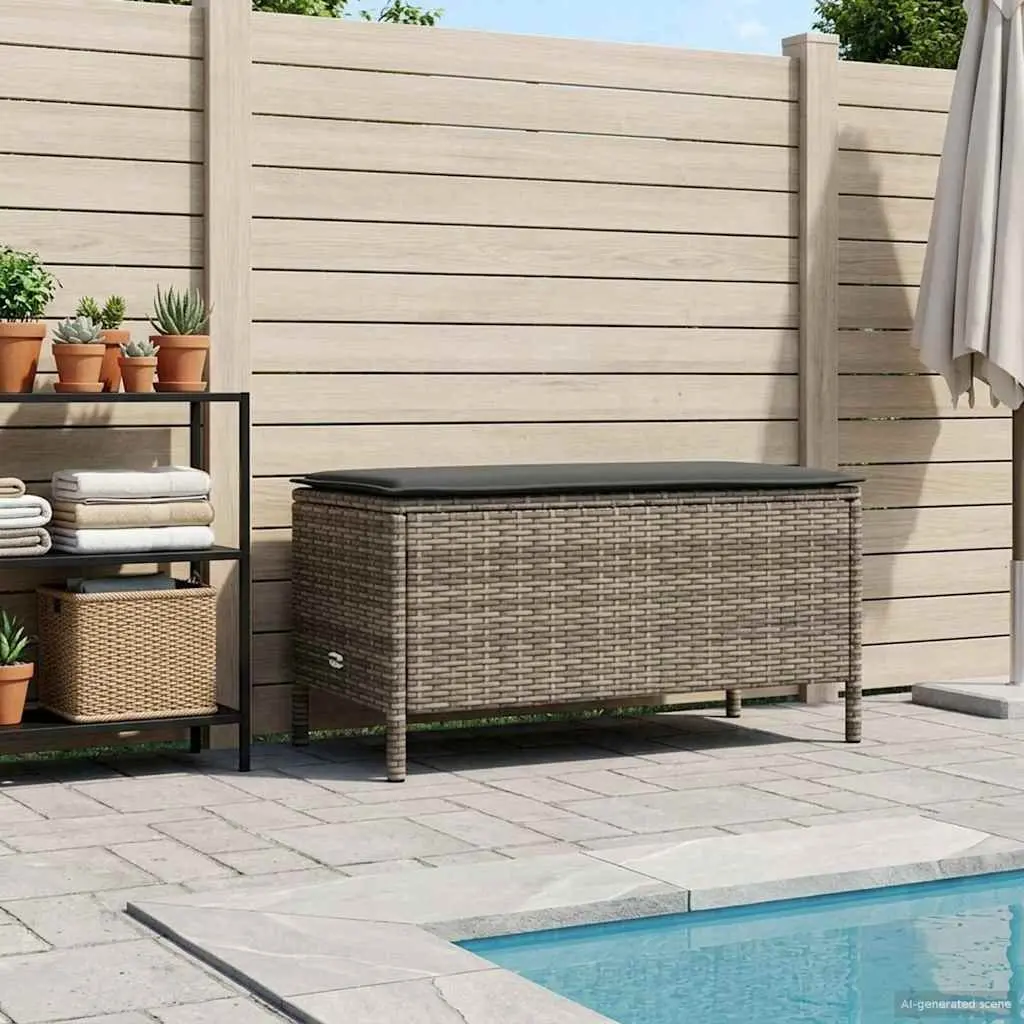 Footstool Ottoman Indoor Outdoor Garden Patio Grey 80 x 38 x 45 cm