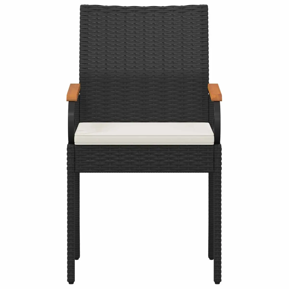 Outdoor Garden Chairs Set of 2 for Patio Black Weather Resistant Rattan with Cushions