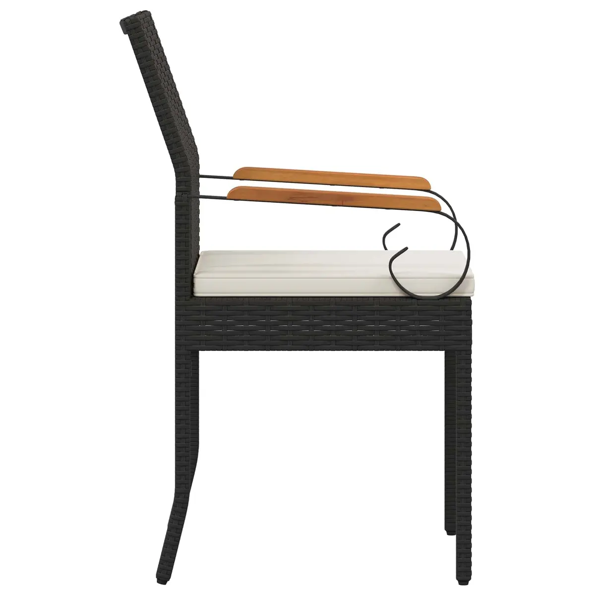 Outdoor Garden Chairs Set of 2 for Patio Black Weather Resistant Rattan with Cushions