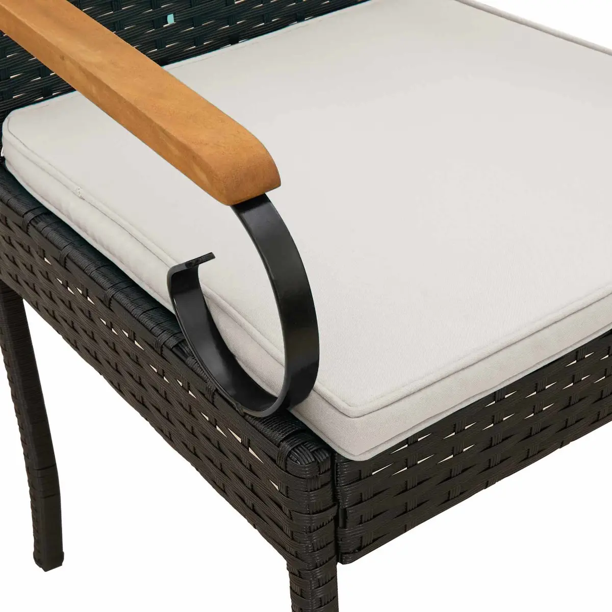 Outdoor Garden Chairs Set of 2 for Patio Black Weather Resistant Rattan with Cushions