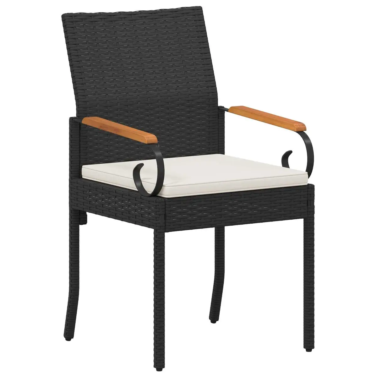 Outdoor Chairs Set of 4 Patio Garden Furniture Poly Rattan with Cushion