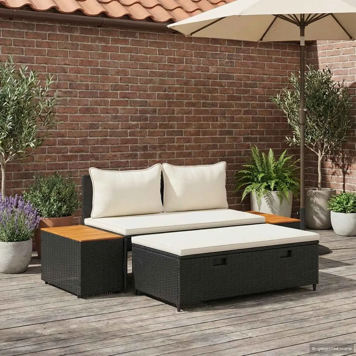 Outdoor Sofa Set for Patio Garden 4-Seater Rectangular 4 Piece