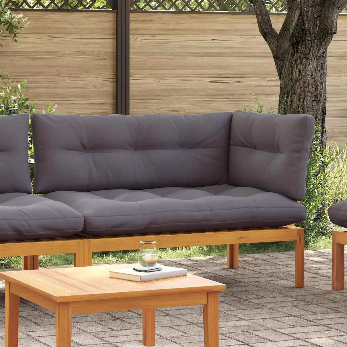 Corner Sofa Sectional with Solid Acacia Wood Construction
