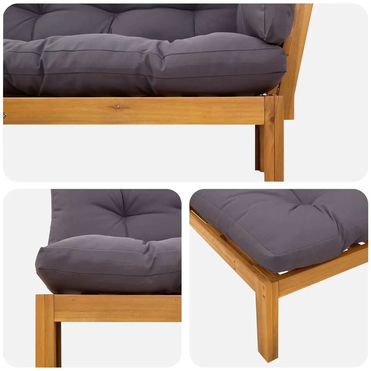 Corner Sofa Sectional with Solid Acacia Wood Construction