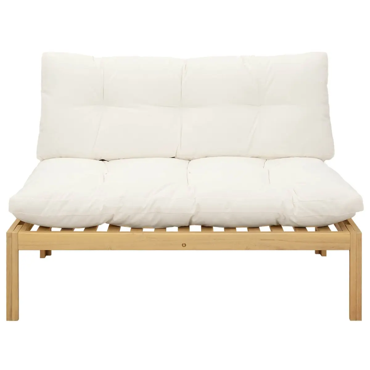 Middle Unit Sofa for Indoor and Outdoor Use Light Acacia Cream White