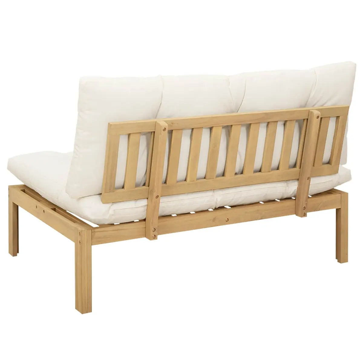 Middle Unit Sofa for Indoor and Outdoor Use Light Acacia Cream White