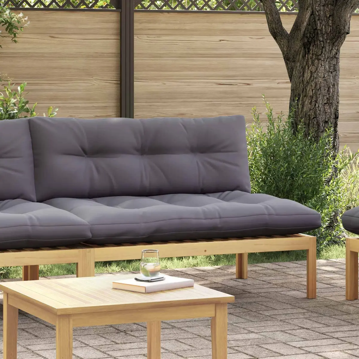 Outdoor Sectional Sofa Middle Unit Garden Seating Acacia Wood