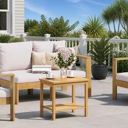 Solid Acacia Wood Side Table - 50 x 35 x 45 cm