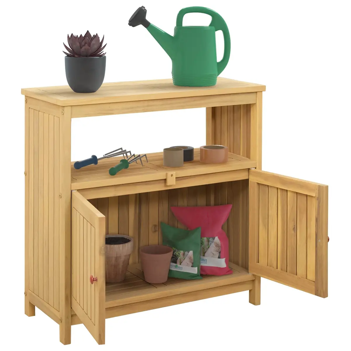 Garden Console Table Indoor Outdoor Rectangular Light Acacia 80 x 35 x 75 cm