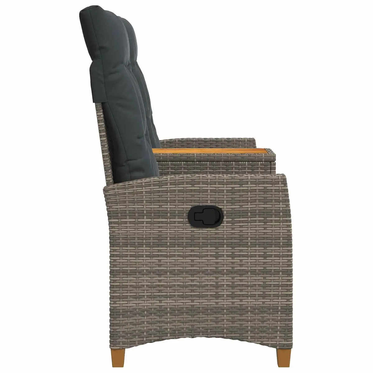 Outdoor Reclining Bench with Side Table Grey Garden Seating Lounge Chair