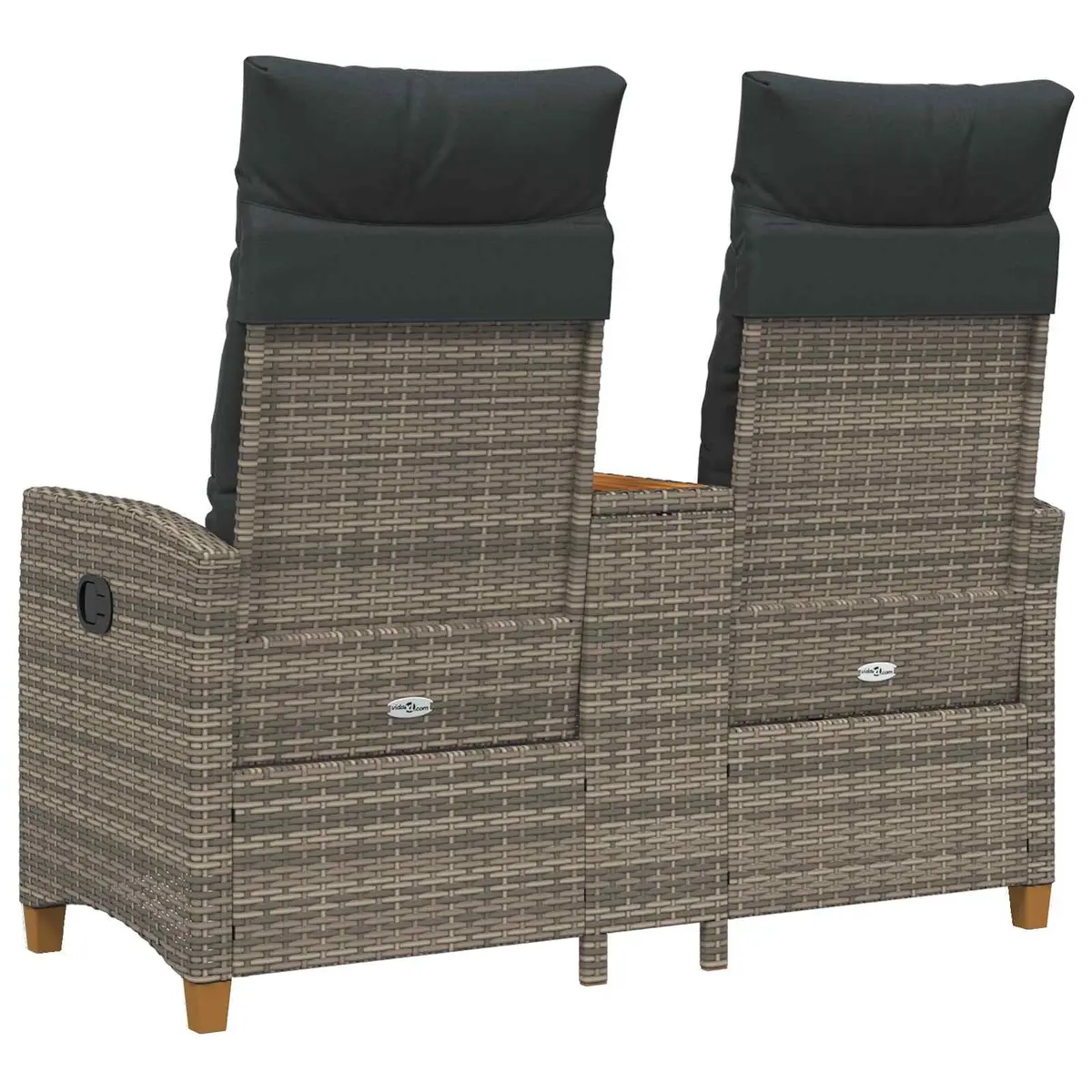 Outdoor Reclining Bench with Side Table Grey Garden Seating Lounge Chair