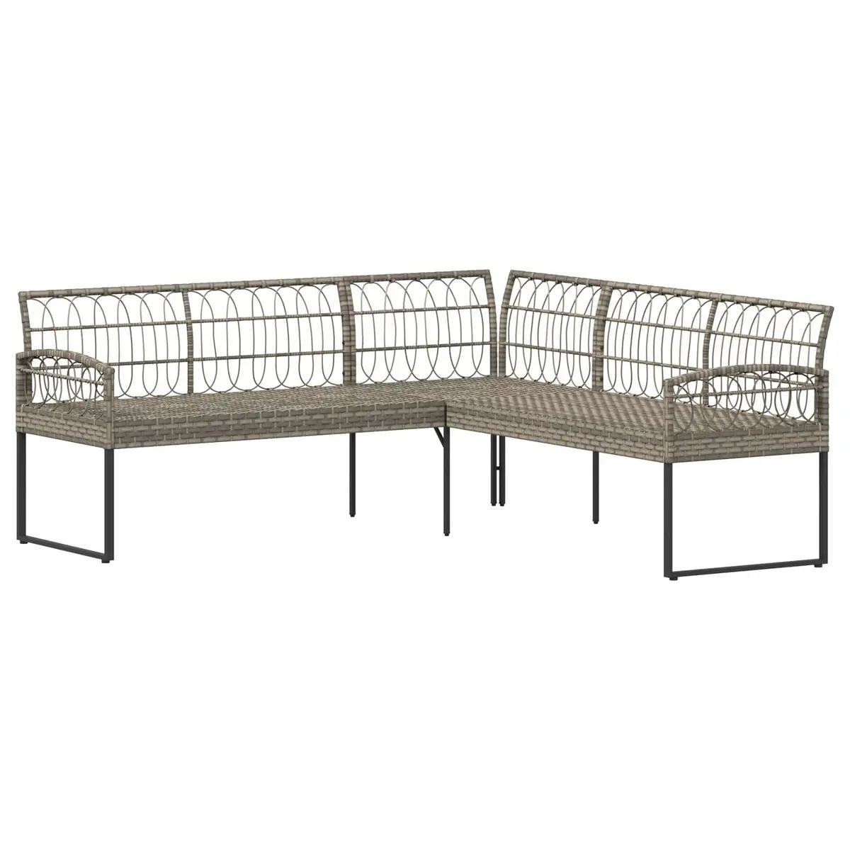 Garden Sofa Set 2 Pieces Grey Poly Rattan Steel Outdoor Patio