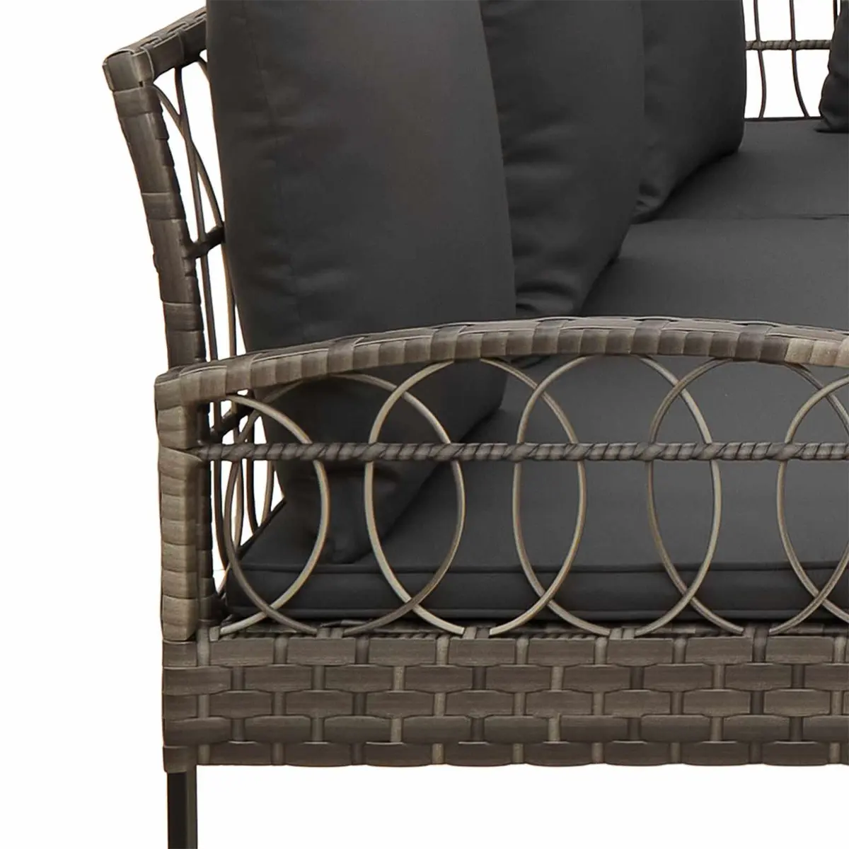 Garden Sofa Set 2 Pieces Grey Poly Rattan Steel Outdoor Patio