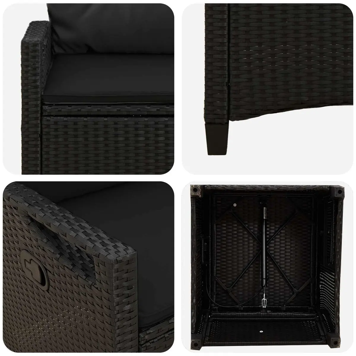 Outdoor Garden Chair 2 Piece Set Black Adjustable Backrest Patio