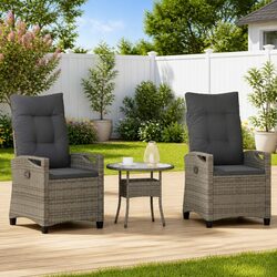 Garden Recliner Chair Set: Dimensions 56x60x112 cm, Grey
