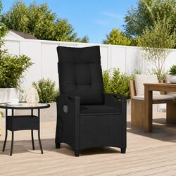 Reclining Garden Chair with Table - 56 x 60 x 112 cm, Black
