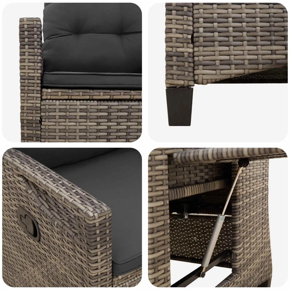 Reclining Grey Garden Chair with Table