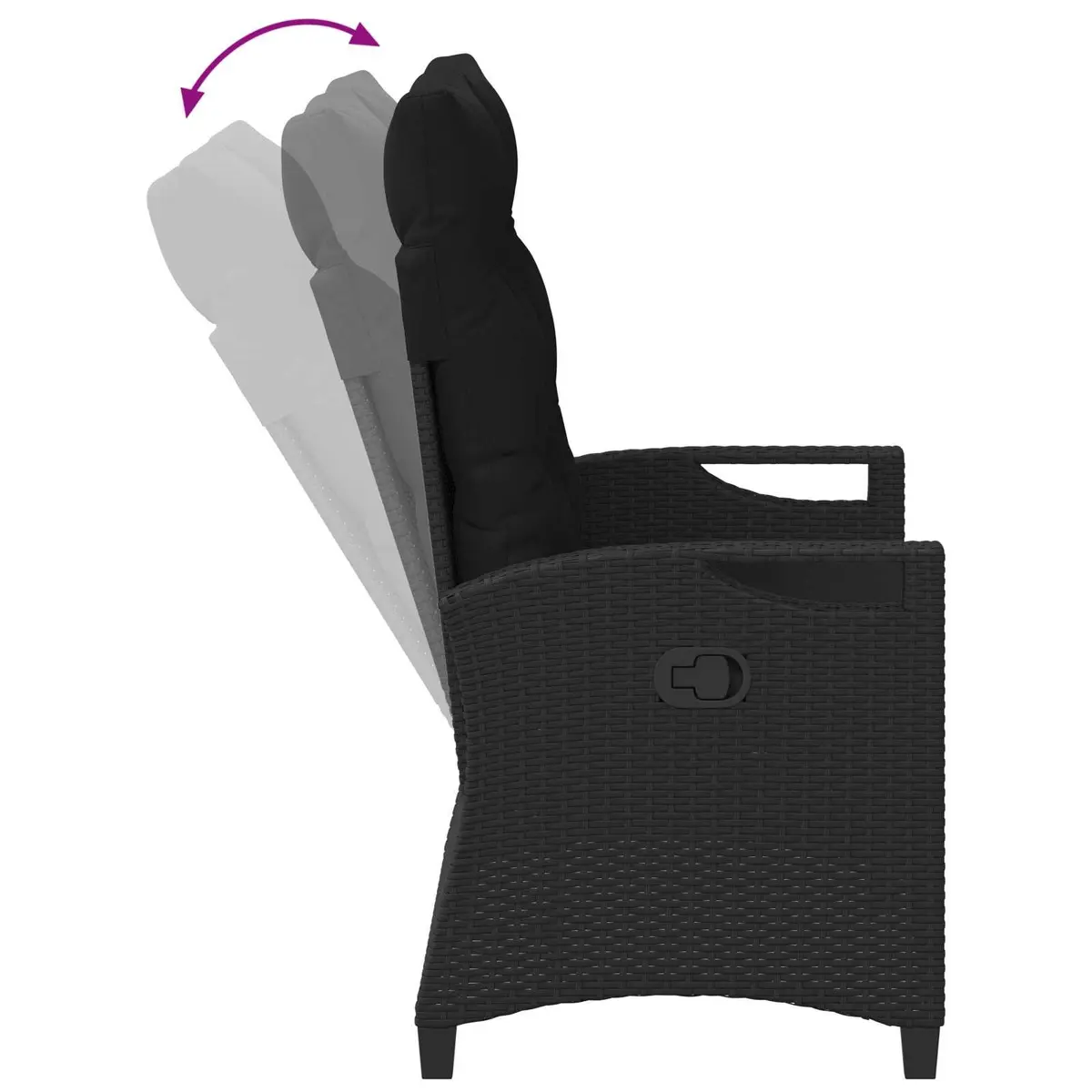 Outdoor Garden Bench Black Reclining Chair Patio Seating Lounger Adjustable