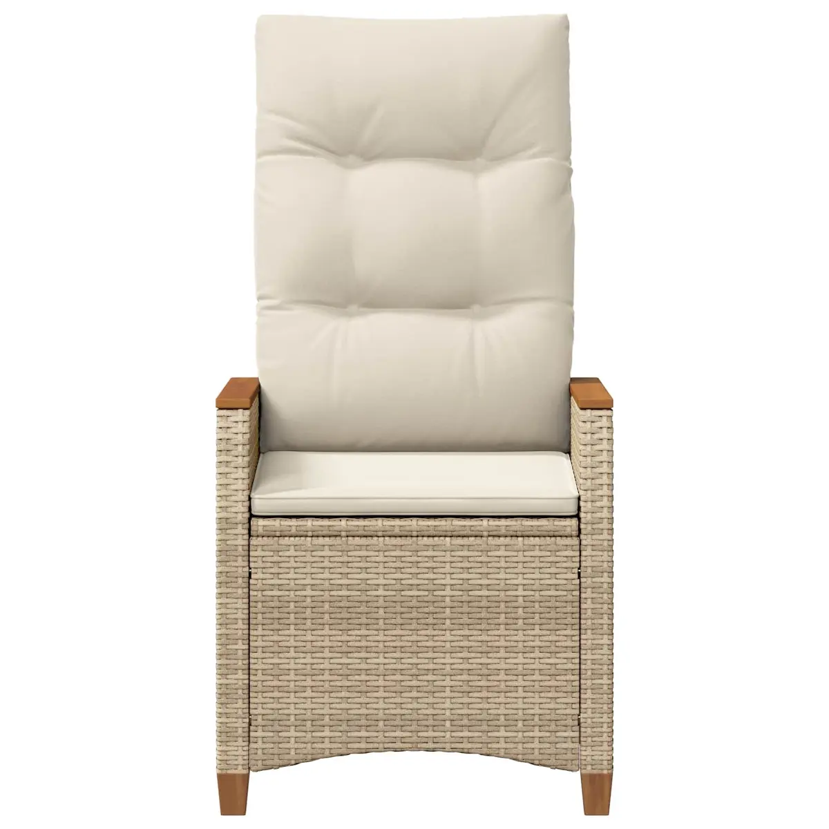 Reclining Garden Chair Outdoor Beige Adjustable Backrest Poly Rattan