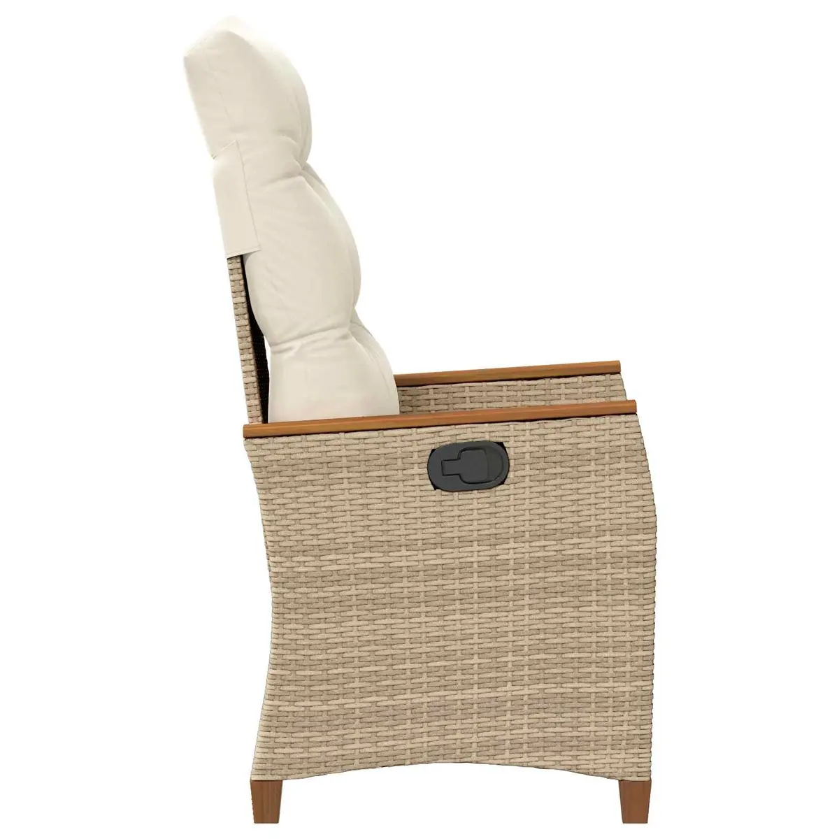 Reclining Garden Chair Outdoor Beige Adjustable Backrest Poly Rattan