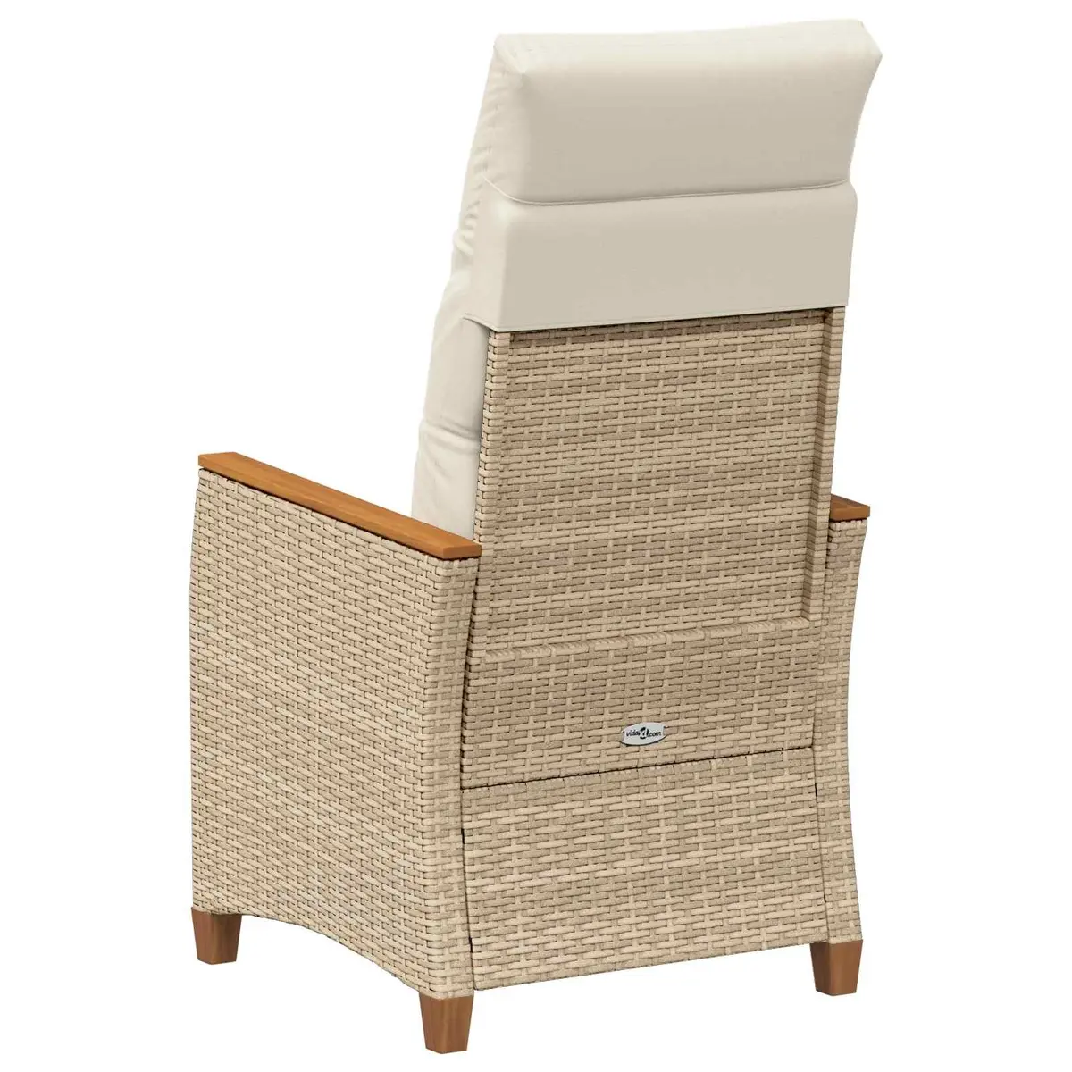Reclining Garden Chair Outdoor Beige Adjustable Backrest Poly Rattan