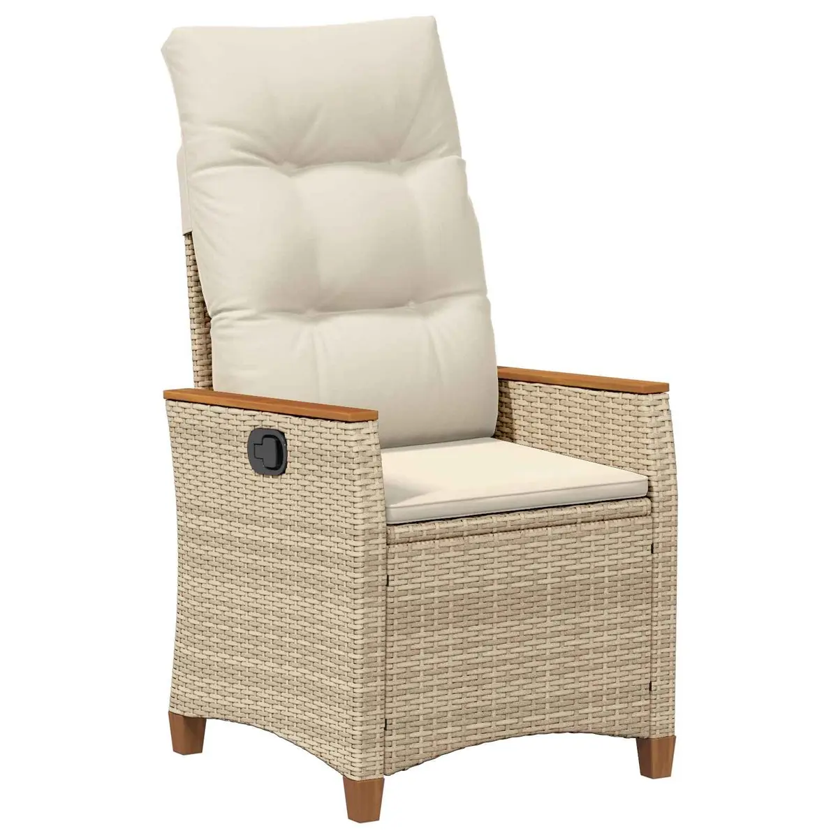 Reclining Garden Chair Outdoor Seating Adjustable Backrest Beige