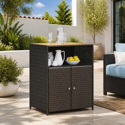 Storage Cabinet Black 70x50x87cm Rattan Garden Furniture Indoor Outdoor Shelving