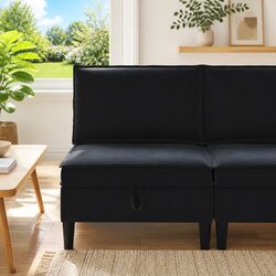 Black Velvet Sofa with Storage: Dimensions and Specs