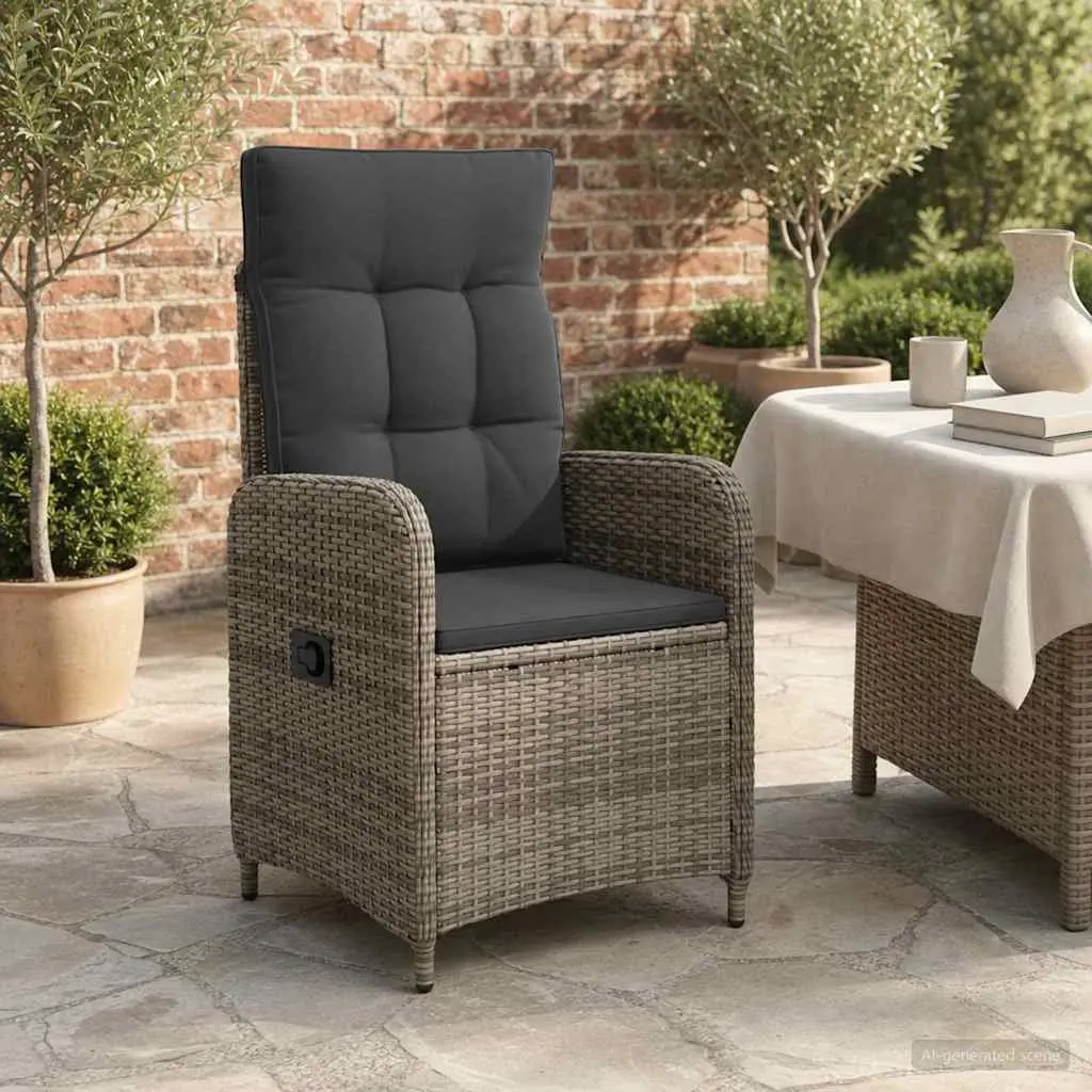 Reclining Outdoor Chair Grey Adjustable Backrest Garden Patio Lounge