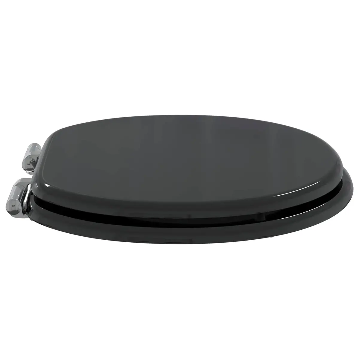 Soft-Close Toilet Seat Bathroom Black MDF Board Standard Fixing 44 x 38 cm