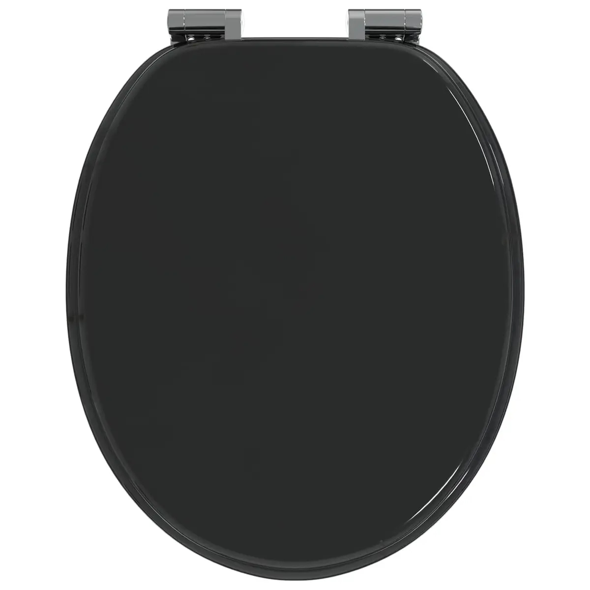 Soft-Close Toilet Seat Bathroom Black MDF Board Standard Fixing 44 x 38 cm