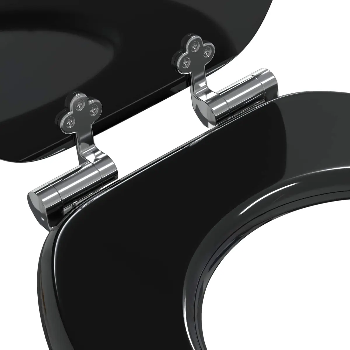 Soft-Close Toilet Seat Bathroom Black MDF Board Standard Fixing 44 x 38 cm