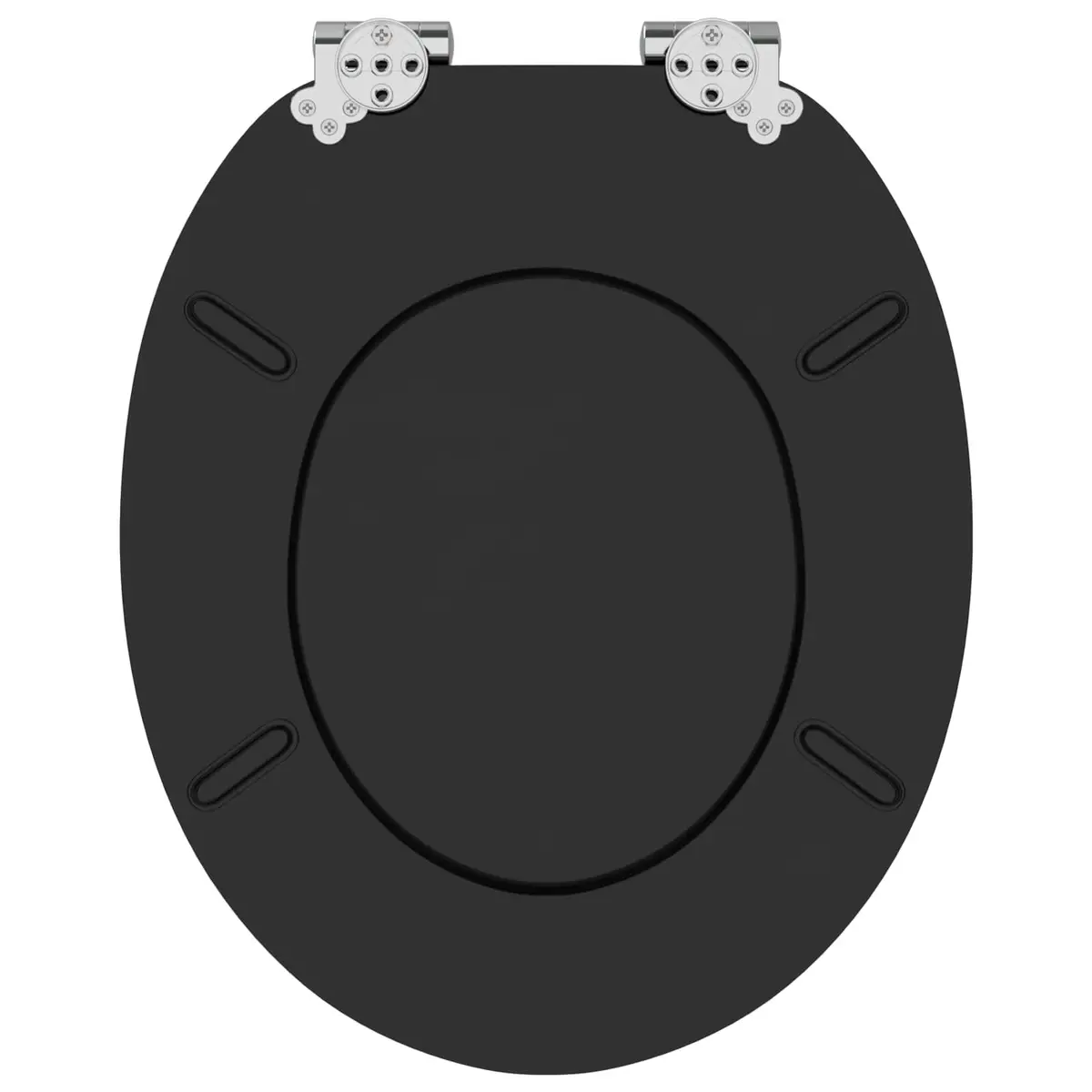 Soft-Close Toilet Seat Bathroom Black MDF Board Standard Fixing 44 x 38 cm