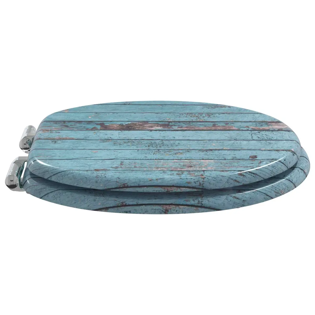 Soft-Close Toilet Seat Blue MDF Bathroom 44 x 38 cm