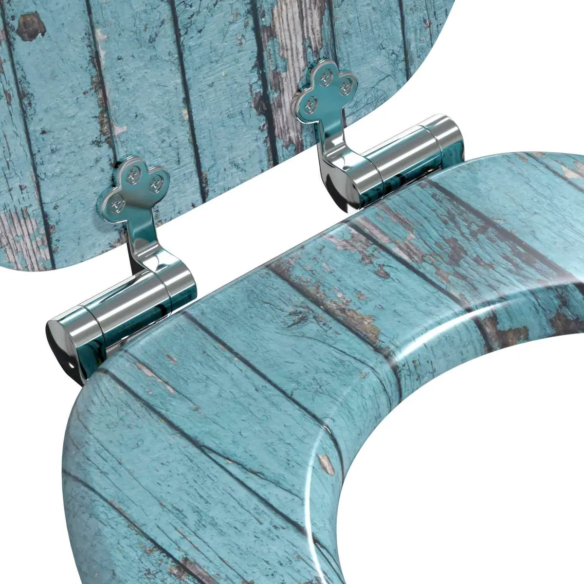 Soft-Close Toilet Seat Blue MDF Bathroom 44 x 38 cm