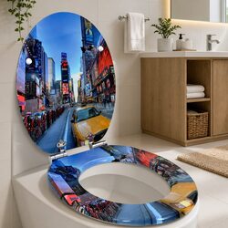 Soft-Close Toilet Seat 44 x 38 cm, MDF Multicolour Design