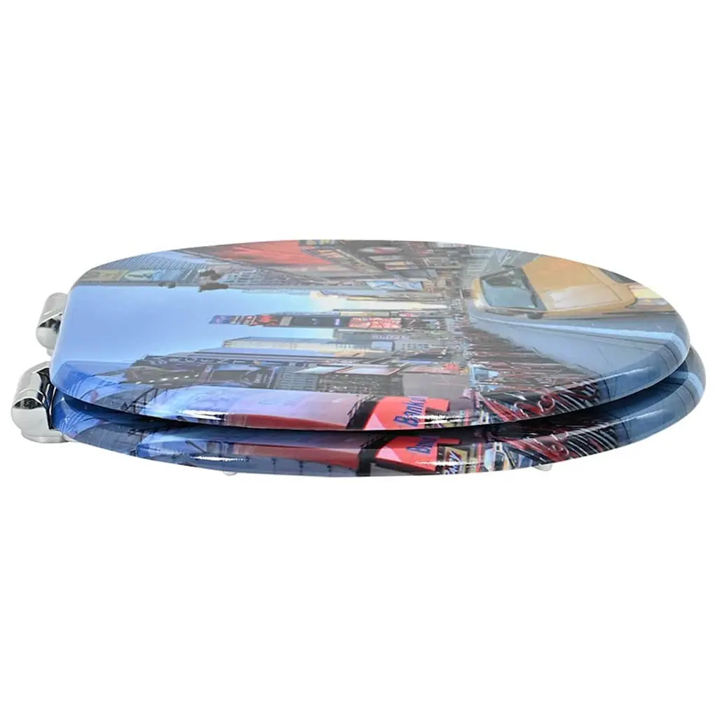 Soft-Close Toilet Seat Bathroom 44 x 38 cm MDF Board Multicolour