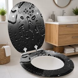 Grey Soft-Close Toilet Seat - MDF Board, 44 x 38 cm