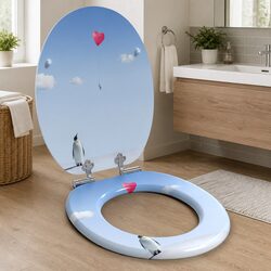 Specifications of Blue MDF Soft-Close Toilet Seat 44 x 38 cm