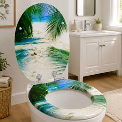 Soft-Close Toilet Seat Specifications: Green MDF 44 x 38 cm