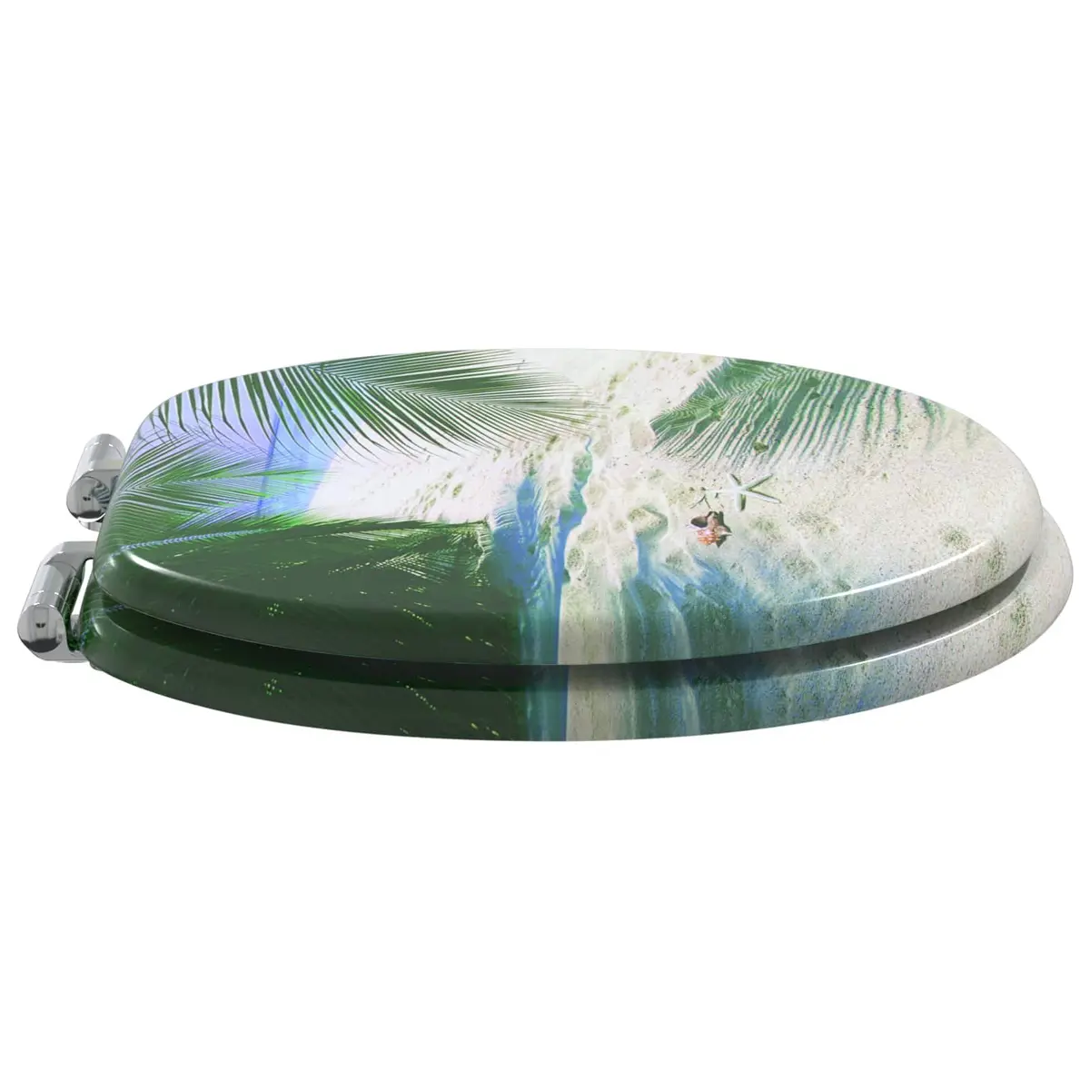 Soft-Close Toilet Seat Green MDF 44 x 38 cm Bathroom Fixture Non-Slip Bumpers