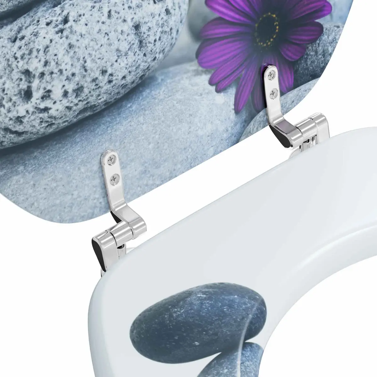 Soft-Close Toilet Seat Bathroom 44 x 38 cm Grey MDF
