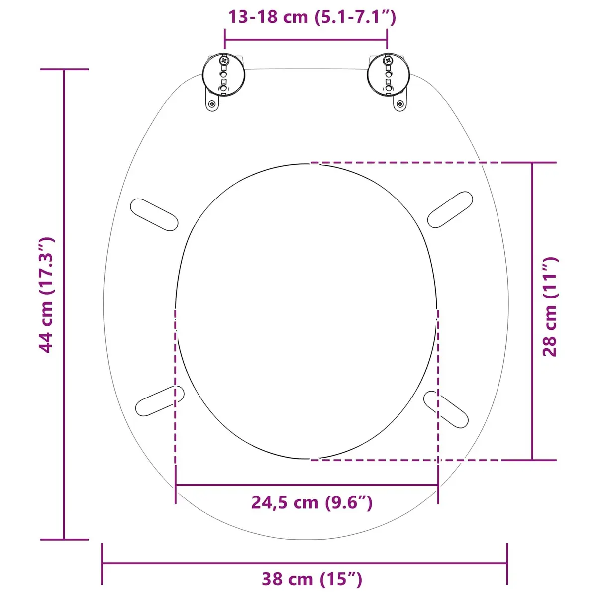 Soft-Close Toilet Seat Bathroom 44 x 38 cm Grey MDF