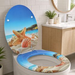 MDF Toilet Seat Light Blue, 44 x 38 cm Dimensions