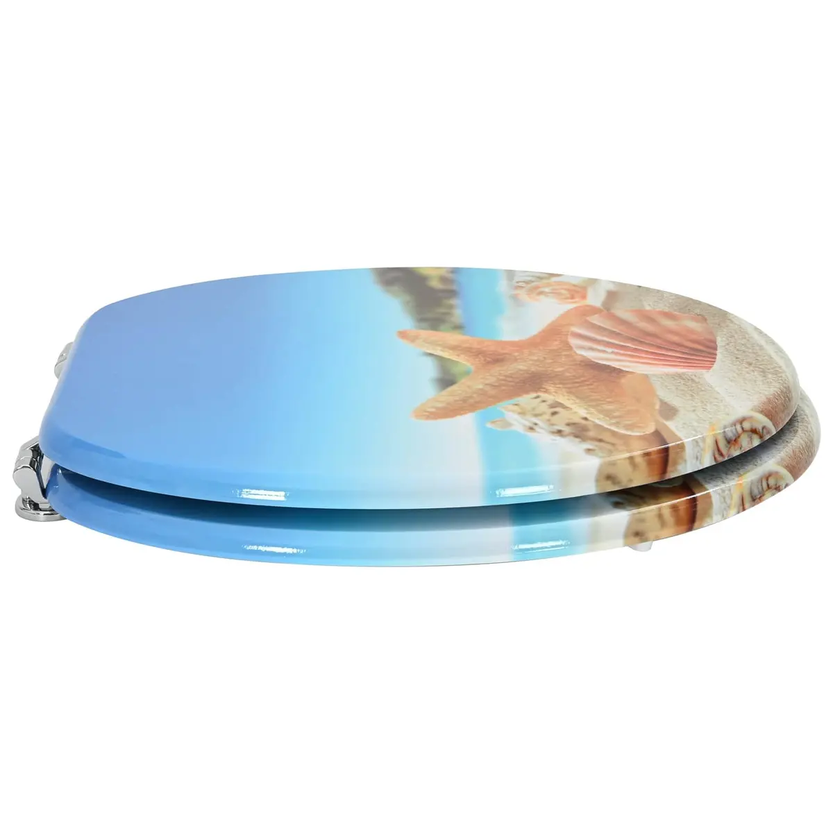 Soft-Close Toilet Seat Bathroom Light Blue 44 x 38 cm MDF